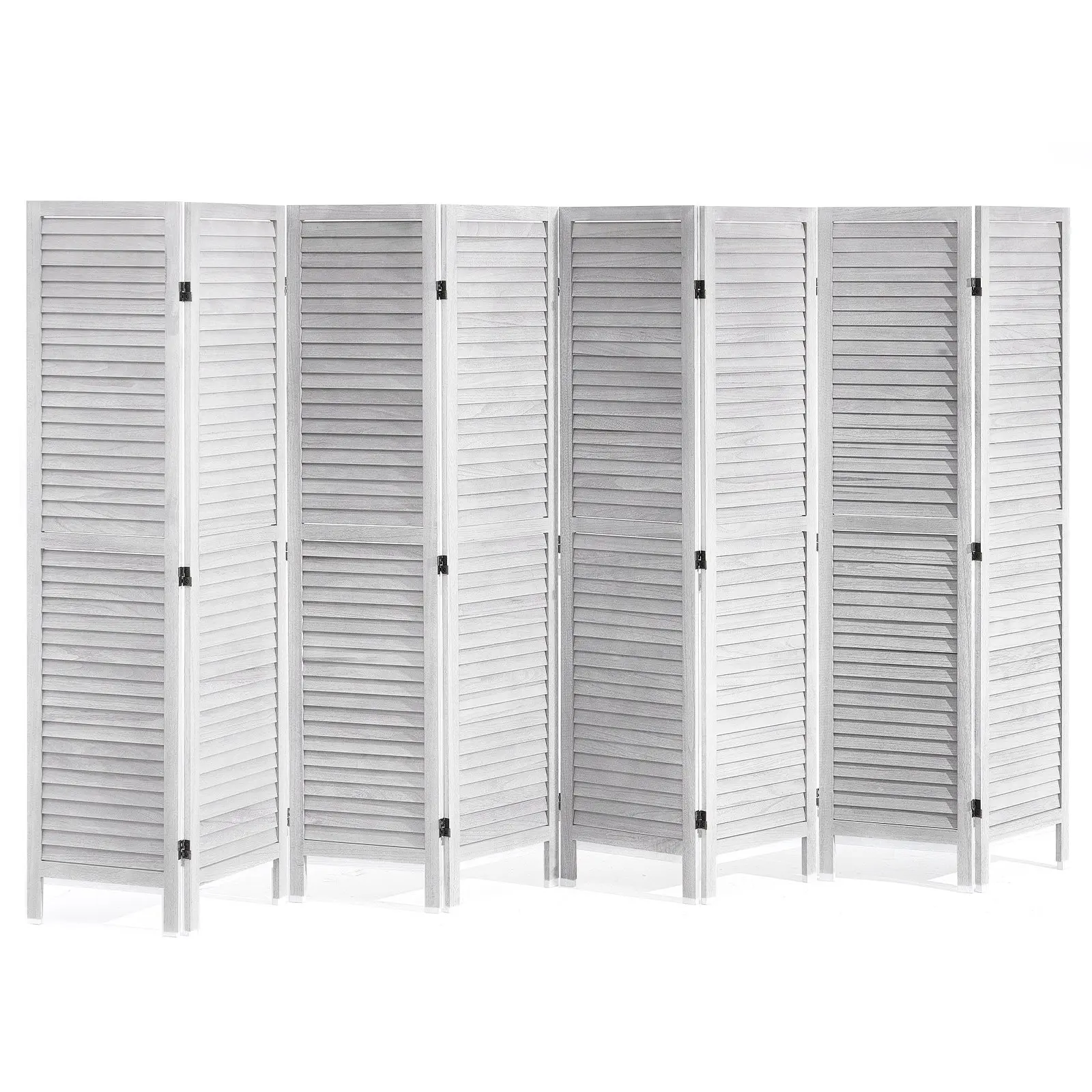【DealsForYouDays】VEVOR 8-Panel Wooden Room Divider, 66.9in Tall Indoor Louvered Partition with Horizontal Slats, Portable Screen with Foldable Setup, for Home, Office