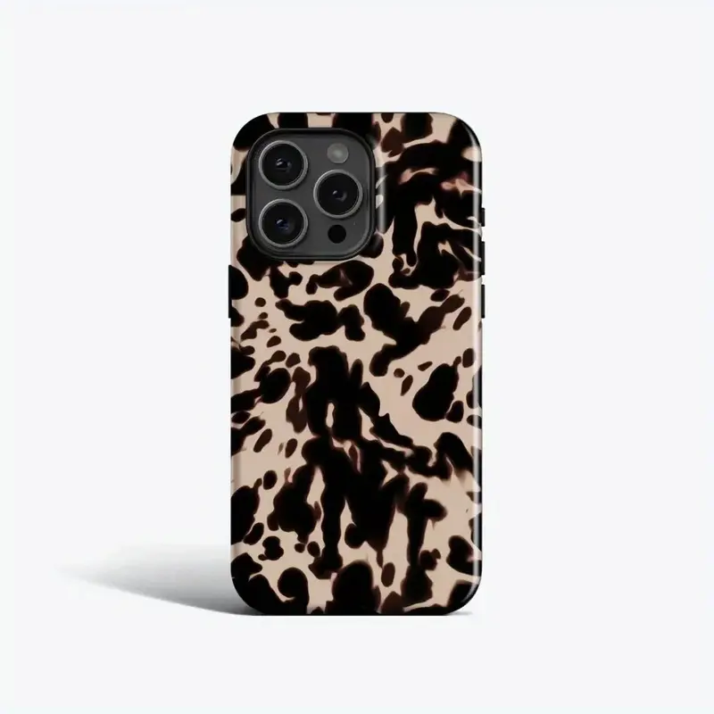 Beige Tortoiseshell TPU Smartphone Casing - Golden Tortoise Pattern Shockproof Protection Accessory Compatible with iPhone 16 Pro Max, 16, 15 Plus, 14 Pro, 13, 12