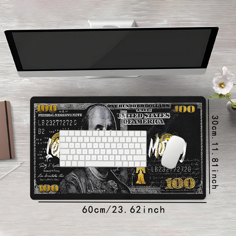 Money Pattern Mouse Pad, Rectangle Gaming Mouse Pad, Non-Slip Mousepad with Stitched Edges for Game Players, Office, Study, Premium Multipurpose Mousepad, Desk Accessories