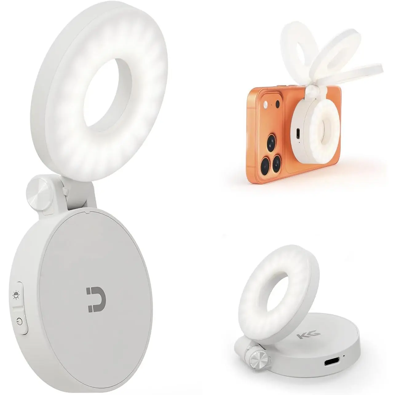 Selfie Light for , Portable Ring Light for Phone | Rechargeable Phone Ring Light, Pocket Sized, 40 LEDs, Mini Cell Phone Selfie Light for Video Recording, Vlogging & Travel