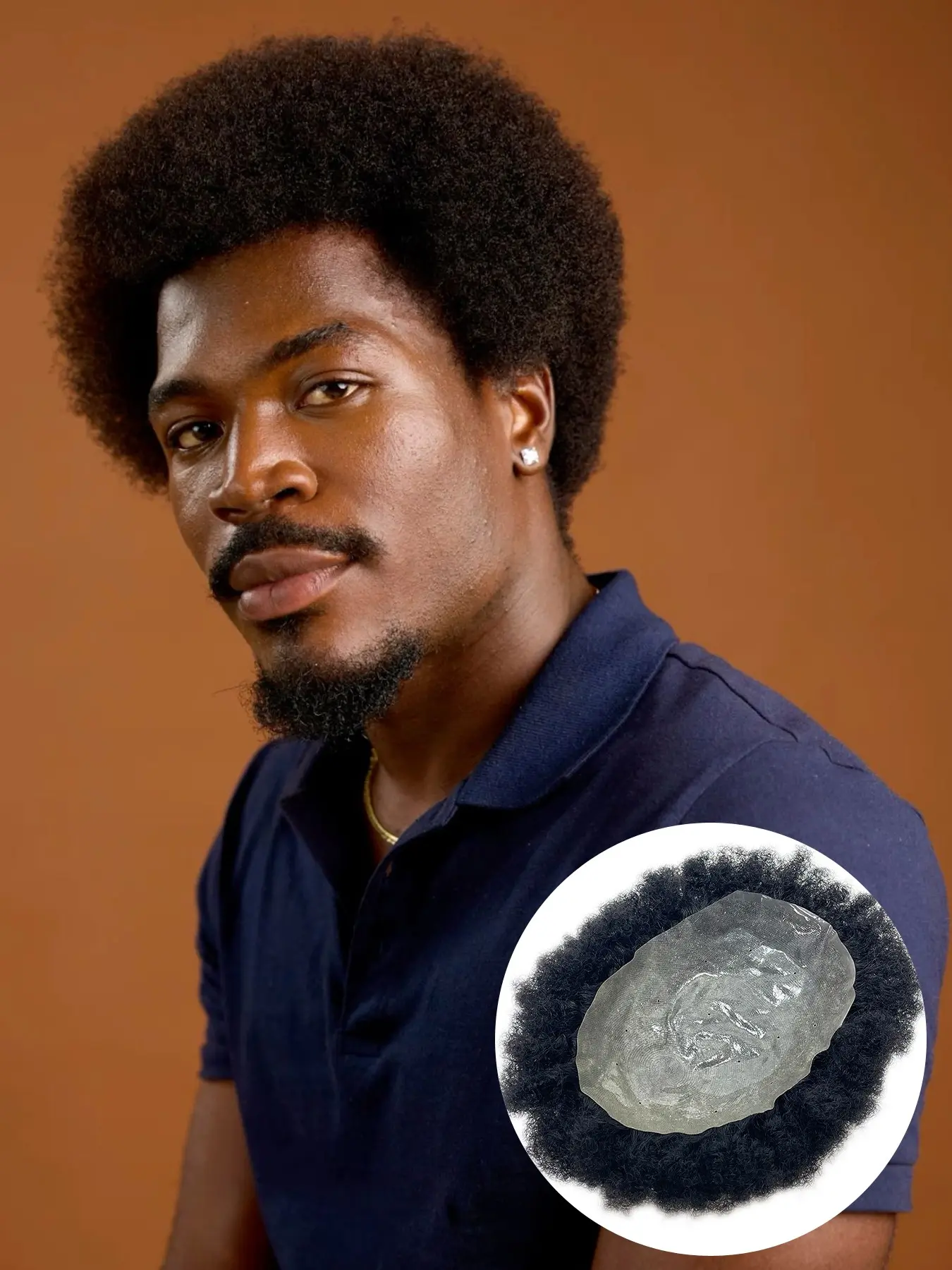 [Afro Men Toupee] 100% Natural Human Hair Afro Kinky Curly Men Toupee - (5*7/6*8/8*10)inch Tranparent Full PU Base Replacement Hair Pieces For Men - #1b Black Explosion curly Transparent PU Afro America Brazilian Afro Men Wig