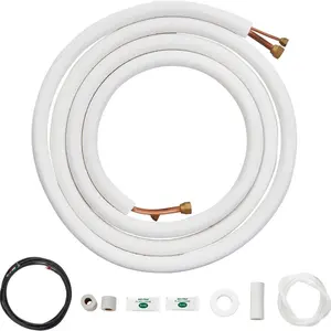 VEVOR 25FT Mini Split Line Set, 1/4 1/2 O. D Copper Pipes Tubing and Triple - Layer Insulation, for Air Conditioning or Heating Pump Equipment HVAC with Rich Accessories (27ft Connection Cable)