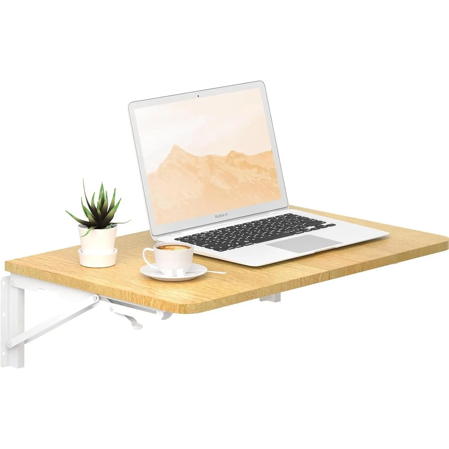 Wall Mounted Folding Table for Small Spaces, Floating Desk, Maple