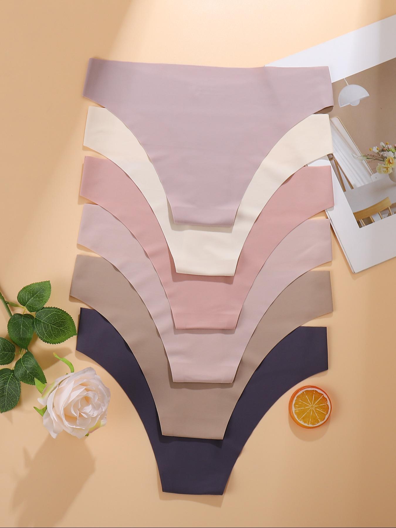 Women's Solid Color Seamless Panty, Elegant Soft Comfy Breathable Knicker for Daily Wear, Underwear for All Seasons, Seamless Panties Set