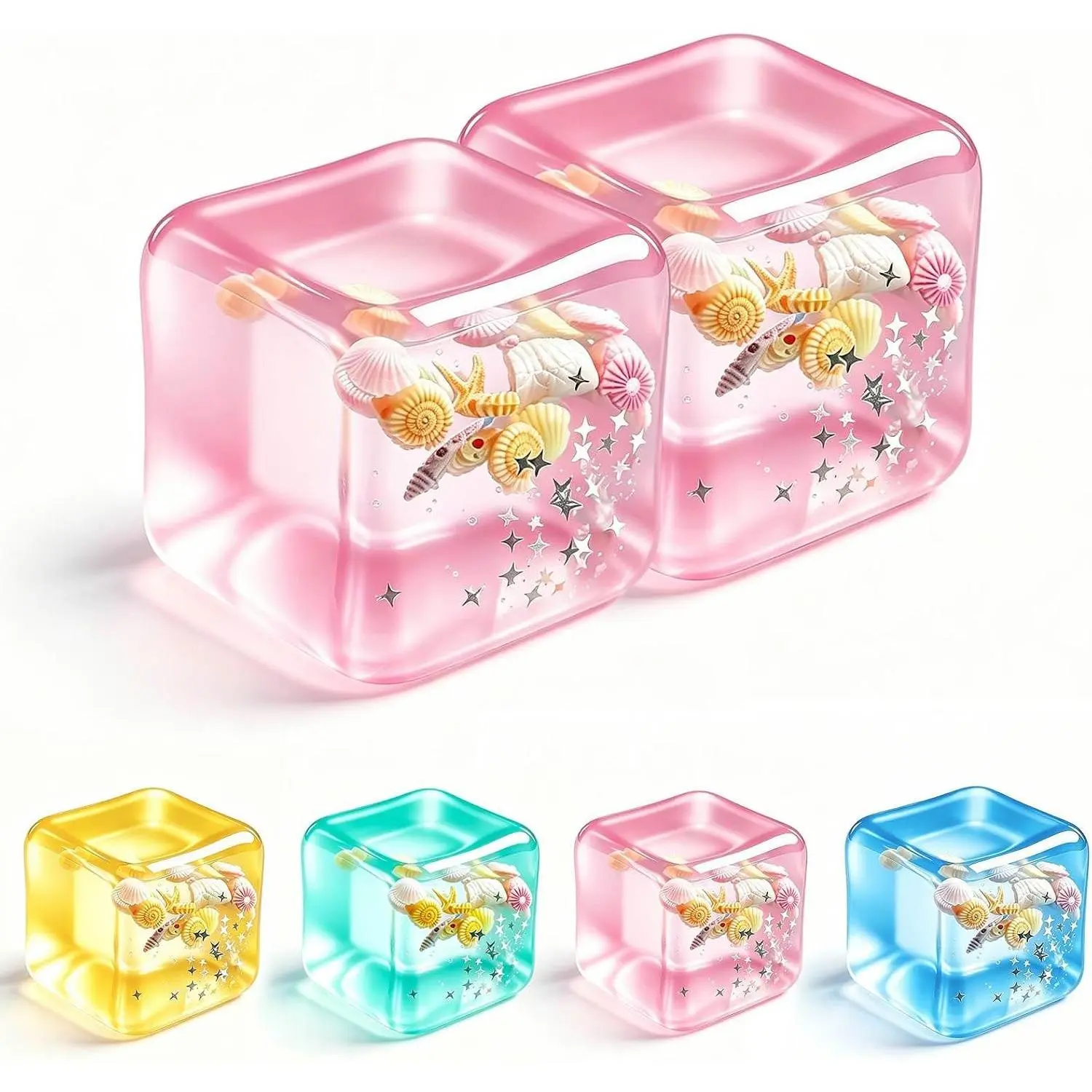Cube Squishy Stress Relief Toys：2 Pack Fidget Sensory Toys for Adults, Transparent Ice Block Squeeze Toy, Soft Slow Rising Anxiety Relief Desk Toy for Men Women , Cute Squishies Party Favor Gifts