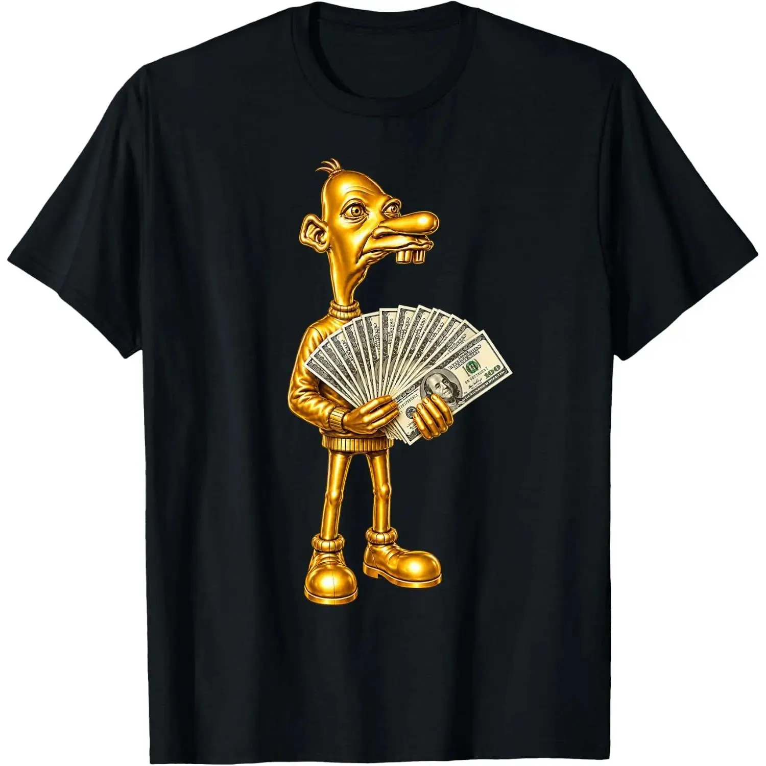 Unisex 100%Cotton 180g Stylish Soft Fabric Relaxed Fit Casual Classic Handmade Short-Sleeve Sports Top - Rich Neegy Brainrot Meme Prints, Tuff Flexing Ironic Top for Gen Z