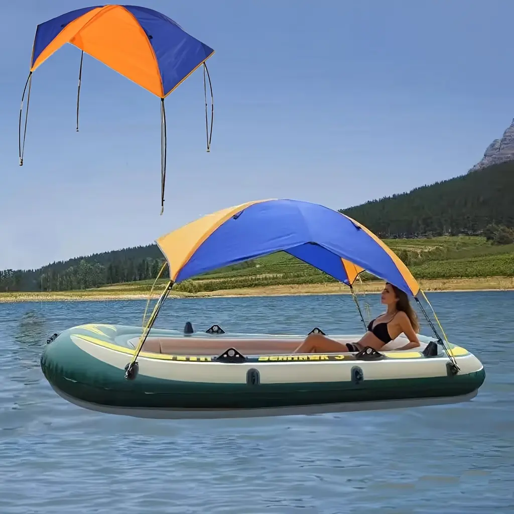 Boat Shade Canopy, Boat Sun Shade Shelter Boat Canopy Sun Awning for Inflatable Boat Raft Kayak, Fishing Tent