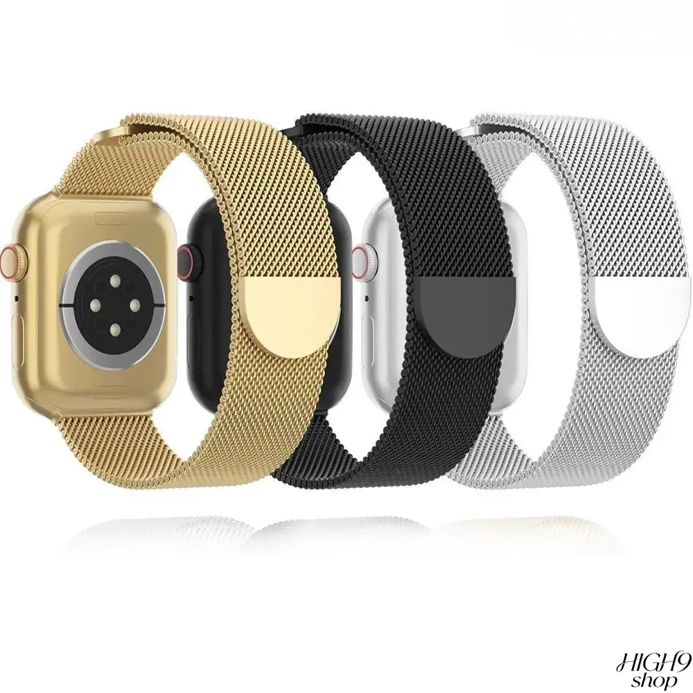 3-Pack Magnetic Stainless Steel Replacement Watch Bands Compatible with Apple Watch, Premium Metal Wrist Straps Available in 38–49mm, Fits Series 4,5,6,7,8,9,10,11, SE, Ultra and Ultra 3