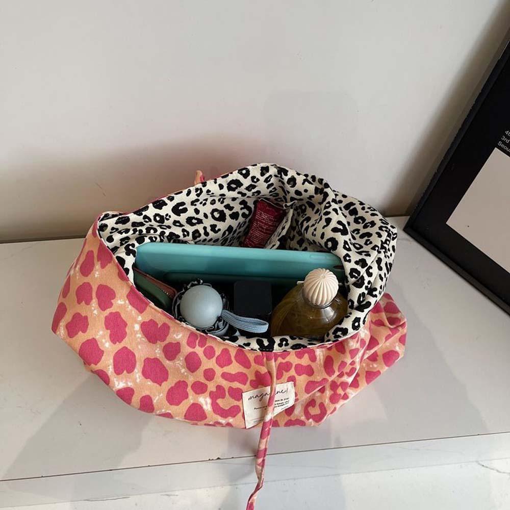 Korean Double Sided Leopard Print Hobo Bag , Stylish Leopard Print Handbag for Women, Fashion Bow Large Capacity Shoulder Bag