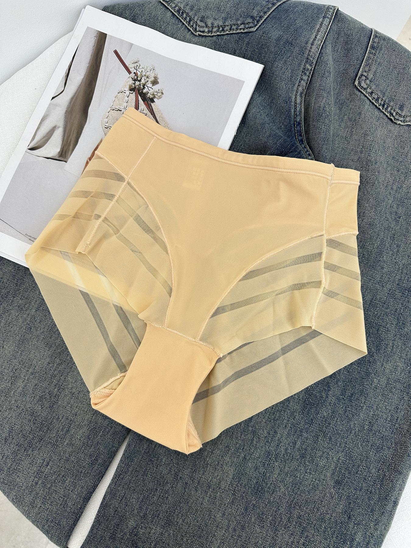 Women's Casual Breathable Contrast Lace Underwear Set, Comfortable Natural Waist Design, Thin Fitted Panties for All Seasons, Lady