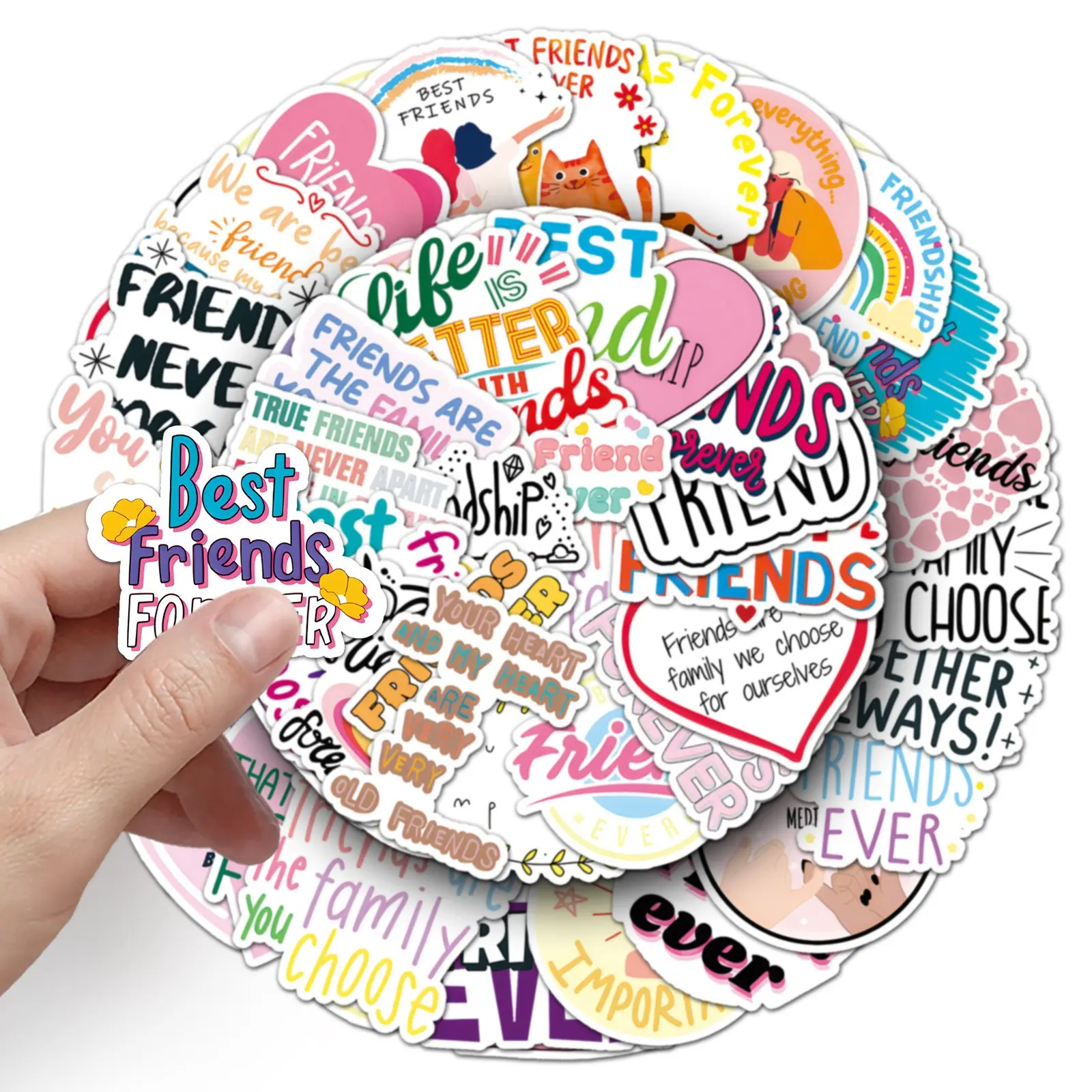 51 Friendship English Stickers, Waterproof Decorative Stickers for Notebook, Phone, Water Bottle, Computer, Student Reward Stickers