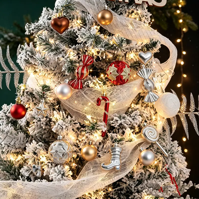 26/30 pieces of colorful candy Christmas decorations, featuring a light luxury style, available in a variety of colors and designs, suitable for decorating Christmas trees at home, outdoors, in malls, and parks