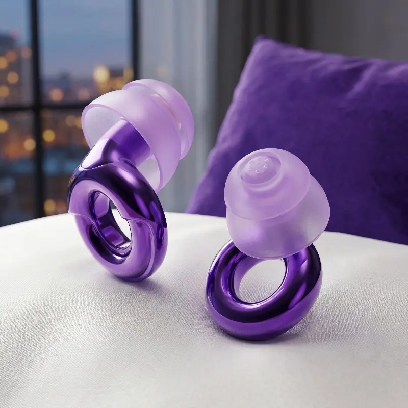 Reusable silicone sleep earplugs—essential for travel, work, and study; includes a portable storage case; no batteries required.