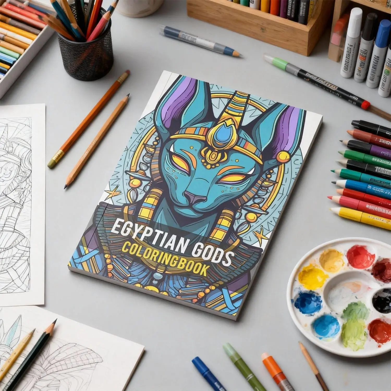 Bestselling Egyptian Gods Coloring Book A5 Adult Stress Relief Coloring Book 50 Pages Ancient Egyptian Mythology Art Painting