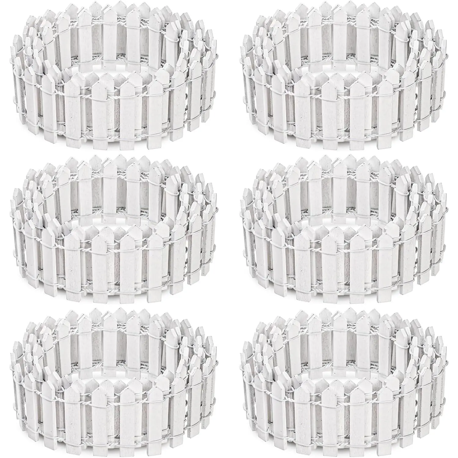 6 Pieces 35 Inches (Total 210") Miniature Fairy Garden Fence, Decorative Wood Picket Fence Mini White Garden Fence for Crafts, DIY Project