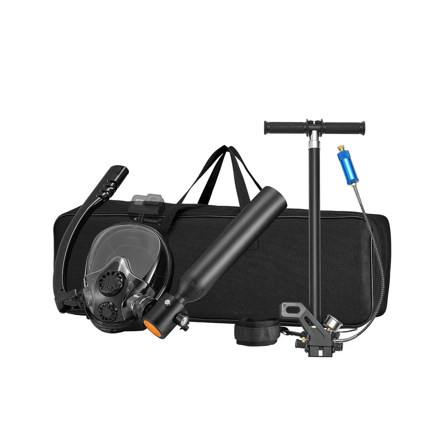 VEVOR Scuba Tank, 0.5L Portable Diving Tank, Diving Oxygen Cylinder Support 5-10 Minutes Underwater Breathing, 32.81 ft Diving Depth, Refillable Snorkel Air Tank with Pump for Underwater Exploration