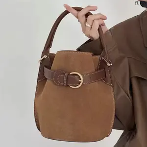 2026 New Purple Velvet Bucket Bag, stylish soft texture crossbody shoulder purse for women, elegant unique daily handbag with spacious capacity, versatile chic design suitable for office work, casual outings, shopping trips and daily wear