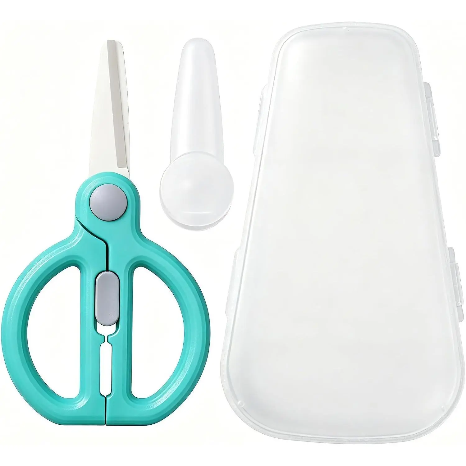 Baby Food Scissors with Travel Case, Ceramic Toddler Scissors with Safety Lock for Pizza, Meats, Noodles, Vegetables and Fruits(Gift)
