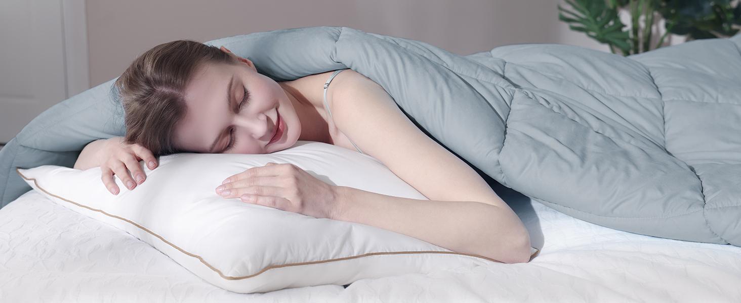 King Size Goose Feather Fiber and Down Comforter Duvet Insert All Season Hotel Luxury Bedding Comforters Soft Medium Warmth 88x104 Inches Light Grey