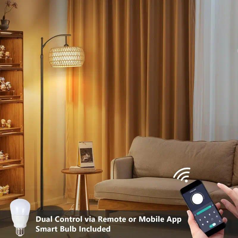 Farmhouse LED Floor Lamp, App & Remote Control Smart Standing Light Modern Lighting for Living Room, Bedroom, Home Office