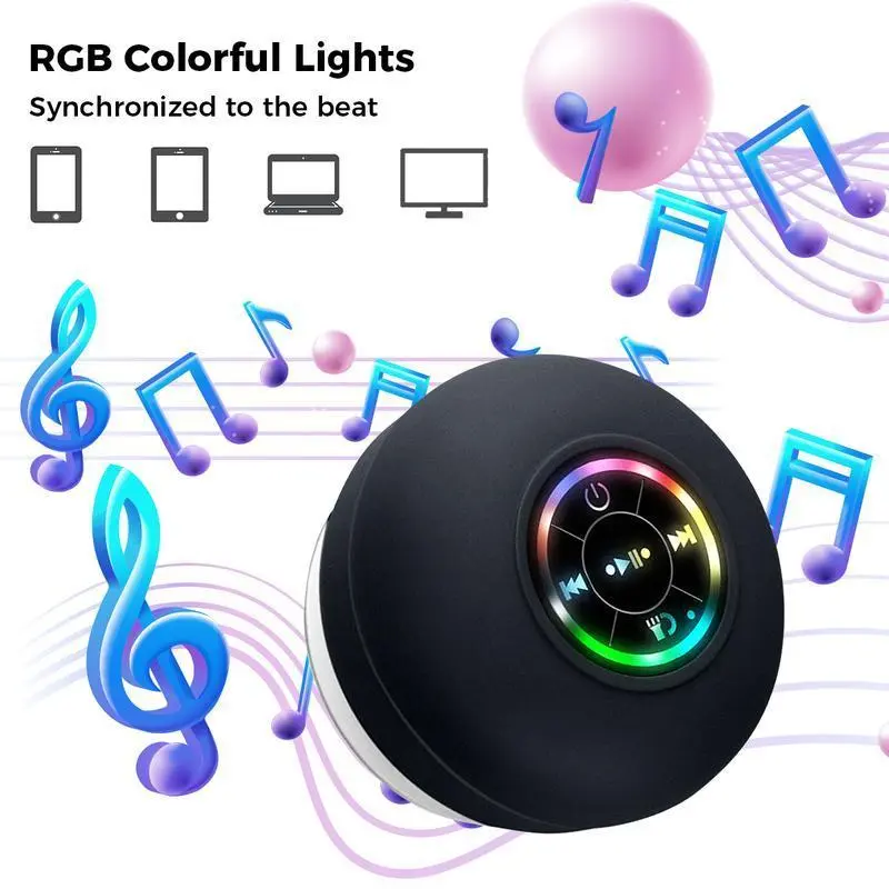 Portable Wireless Cube Mini Bluetooth Powered Waterproof Speaker with RGB Dynamic LED Lights, IPX4 Audio Device for Bathroom & Outdoor Activities, Portable Speakers, Wireless Speakers