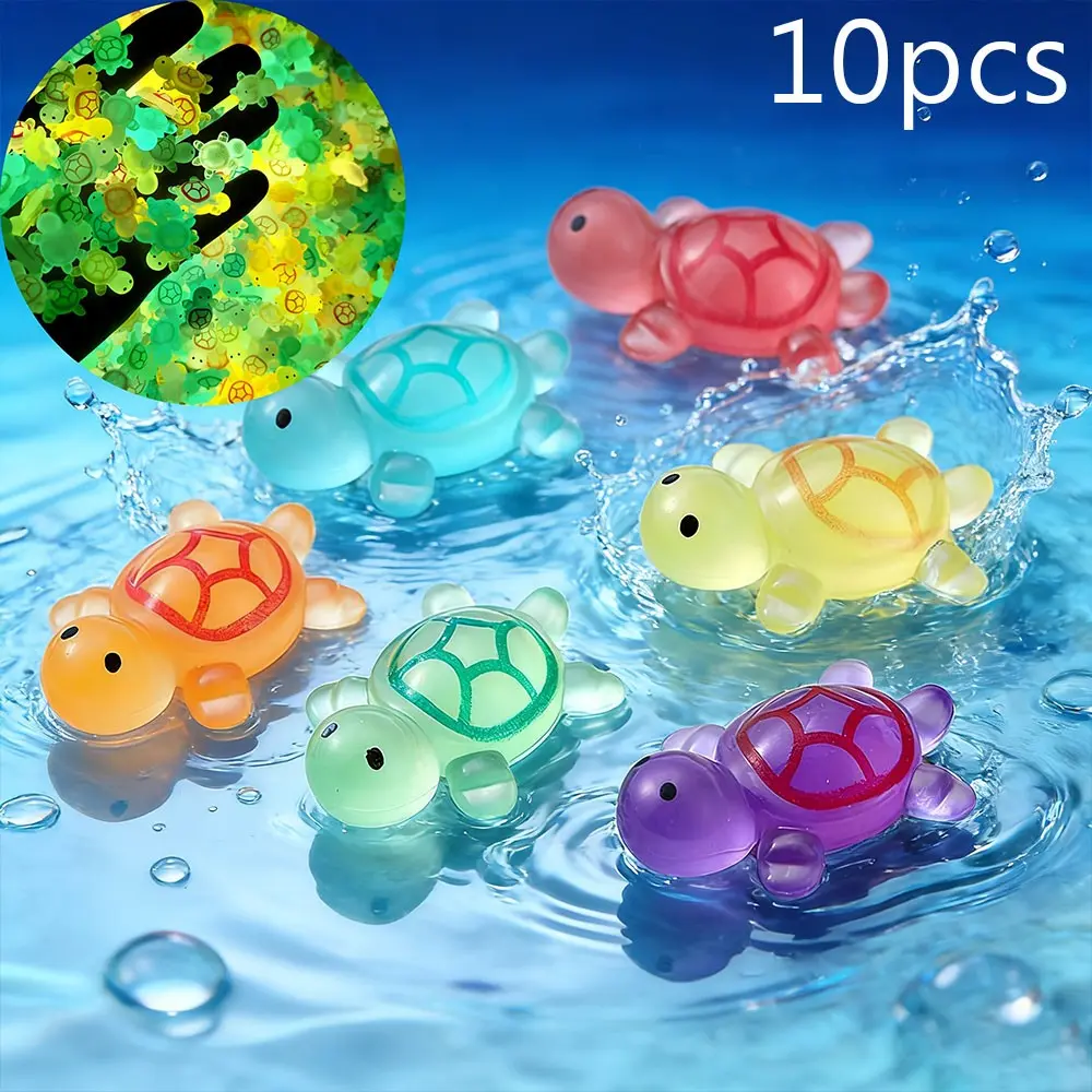 10pcs Night Glow Transparent Mini Turtle Aquarium Decor, Multi-Color Floating Turtle Figurines, Cute Fish Tank Landscape Decoration, DIY Micro Water Scene Accessories, Home Fish Tank Decor Gift, Aquarium Decorations