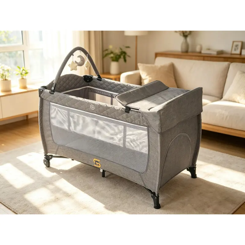 AobtkelPack n Play,Playard with Bassinet, Foldble Playpen Suit Newborn to Toddler
