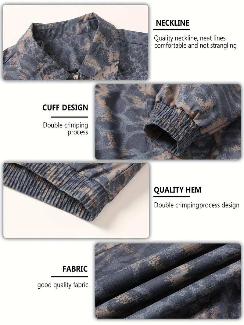 Men's and Women's Camouflage Jackets - Softshell Full Zip Outdoor Jacket with Collar, Green/Brown/Beige Camouflage Pattern, Machine Washable Winter and Fall Jacket for Hunting, Casual Style (Regular Fit)