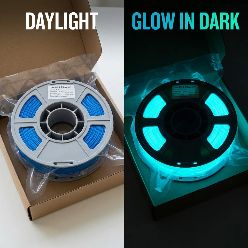 Pla Glow-In-The-Dark Filament, 1.75mm, 250g Spool, Biodegradable, Ideal for Dark Environments, Creative Printing, Blue & Options