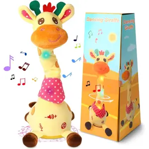 Dancing Talking Giraffe Toy, Stuffed Animal Baby Toy Repeating What You Say, Glowing Musical Giraffe Gifts for Toddlers 1-3 Years Old, for Kids (Giraffe)