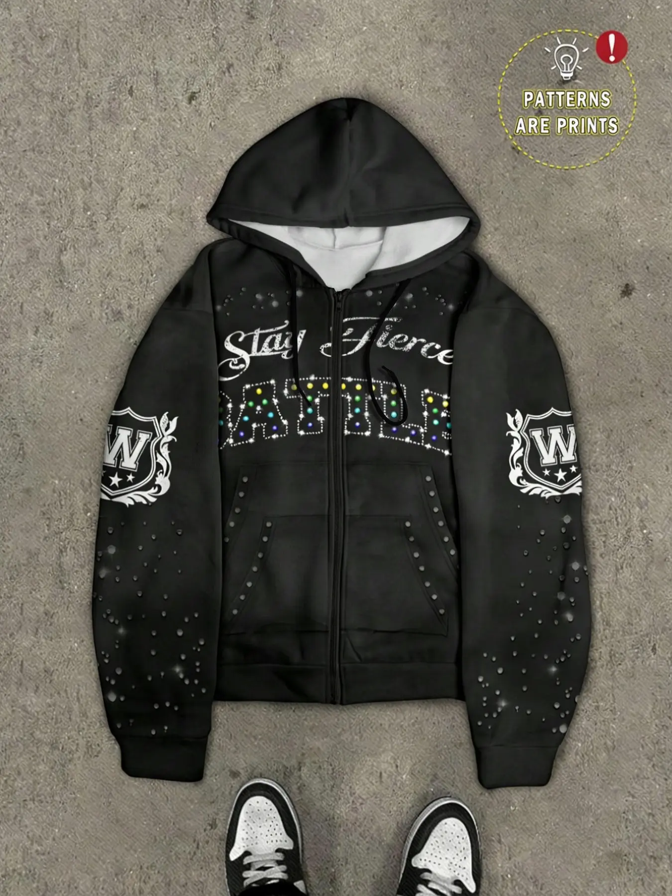 Men's Fleece Full-Zip Hooded Jacket, Winter Warm Casual Graphic Print Coat, Long Thick Fabric, Perfect for Daily Wear WINTER