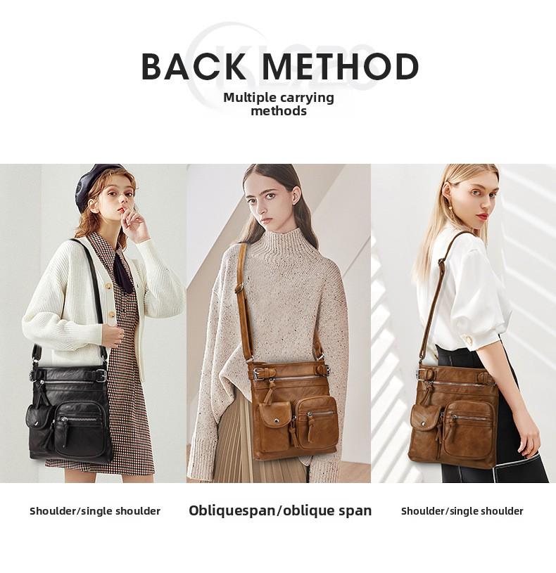 Women's Multi-Pocket Crossbody Bag, Fashion PU Leather Small Square Bag, Multi-Functional Casual Shoulder Bag with Unique Design