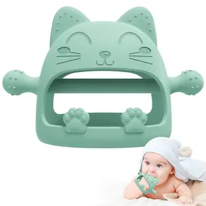 Baby Teething Toys  Babies 0-6 Months,Baby Teether Chew Toys  Teething Relief,Silicone Teething Mitt,Baby Toys 6 to 12 Months,Ideal Baby Shower Gifts  New Moms & Newborn(Cartoon Cat)