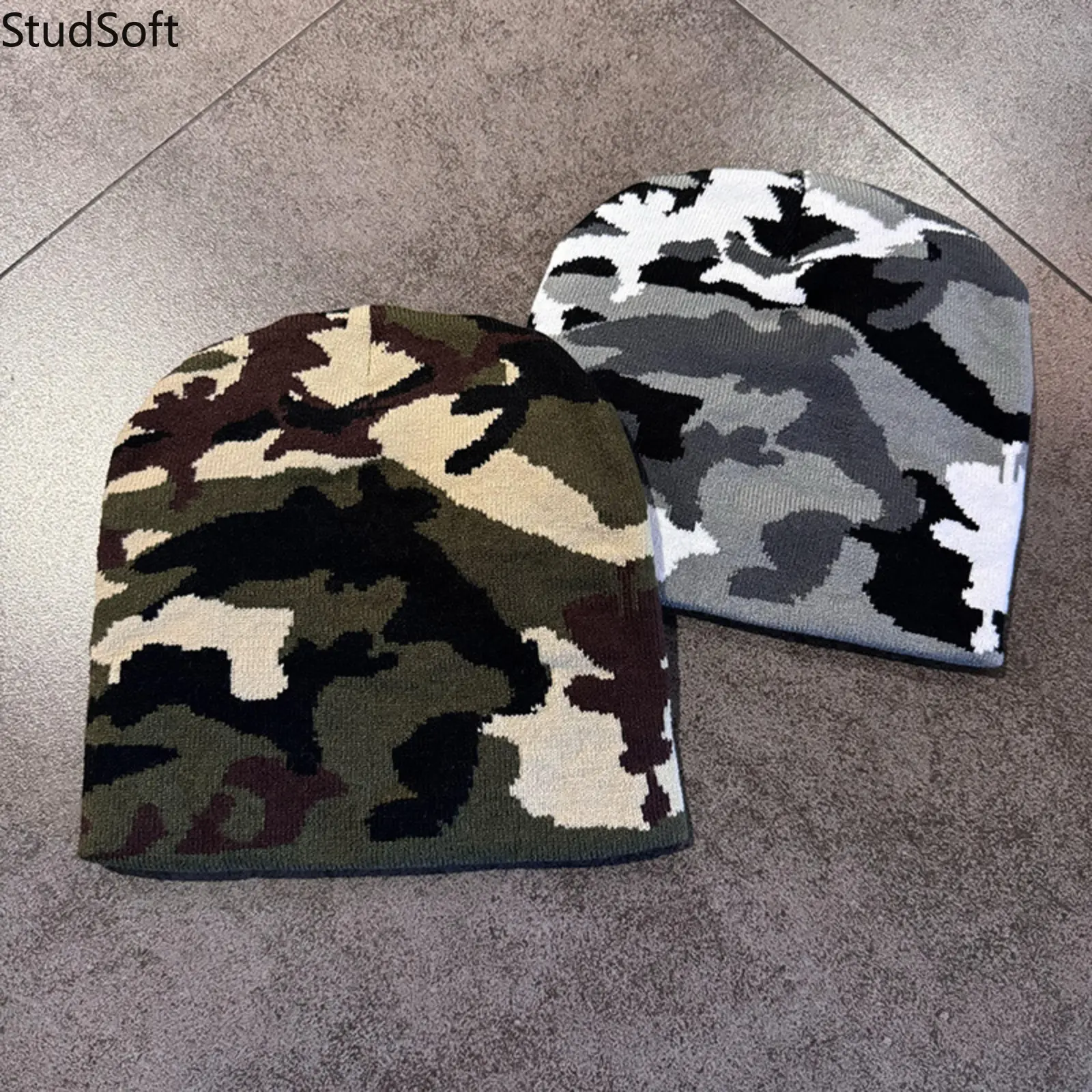 Tactical Camo Beanie Hat Woodland Camouflage Knit Skullcap Outdoor Hunting Streetwear Warm Winter Caps for Men Women Multi Color