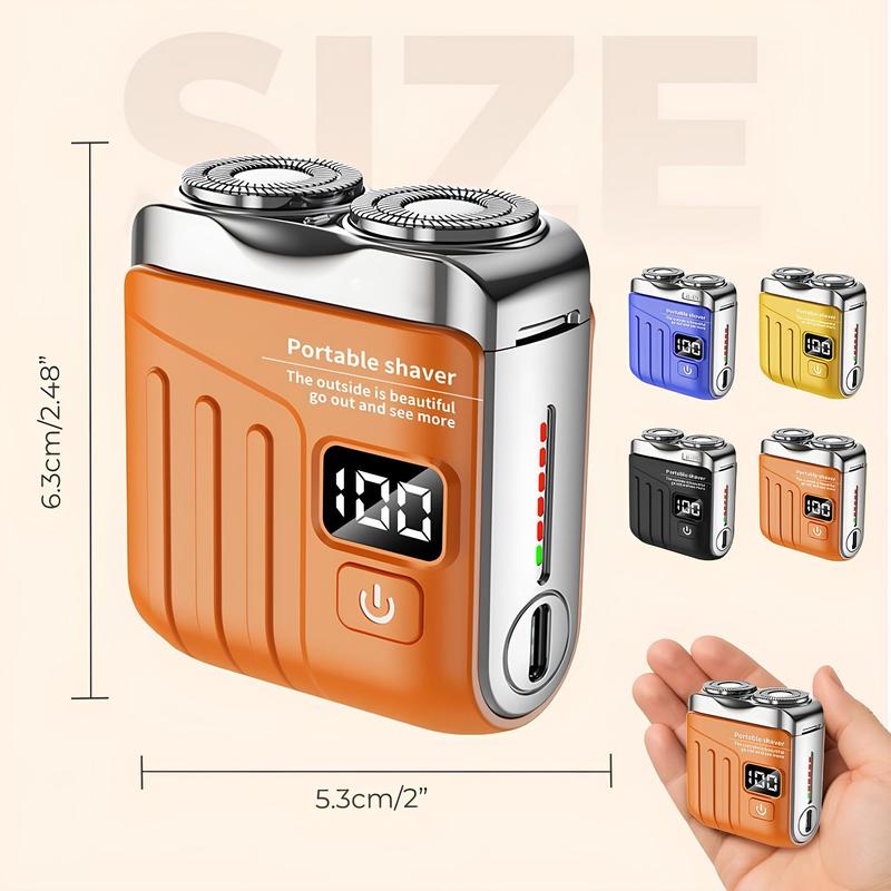 Mini Shavers for Men,Portable Rotary Dual Ring Electric Shaver,Mini Magnetic with Digital Display Washable Head Razor,USB Rechargeable Waterproof Electric Hair Cutting Machines,for Home Travel