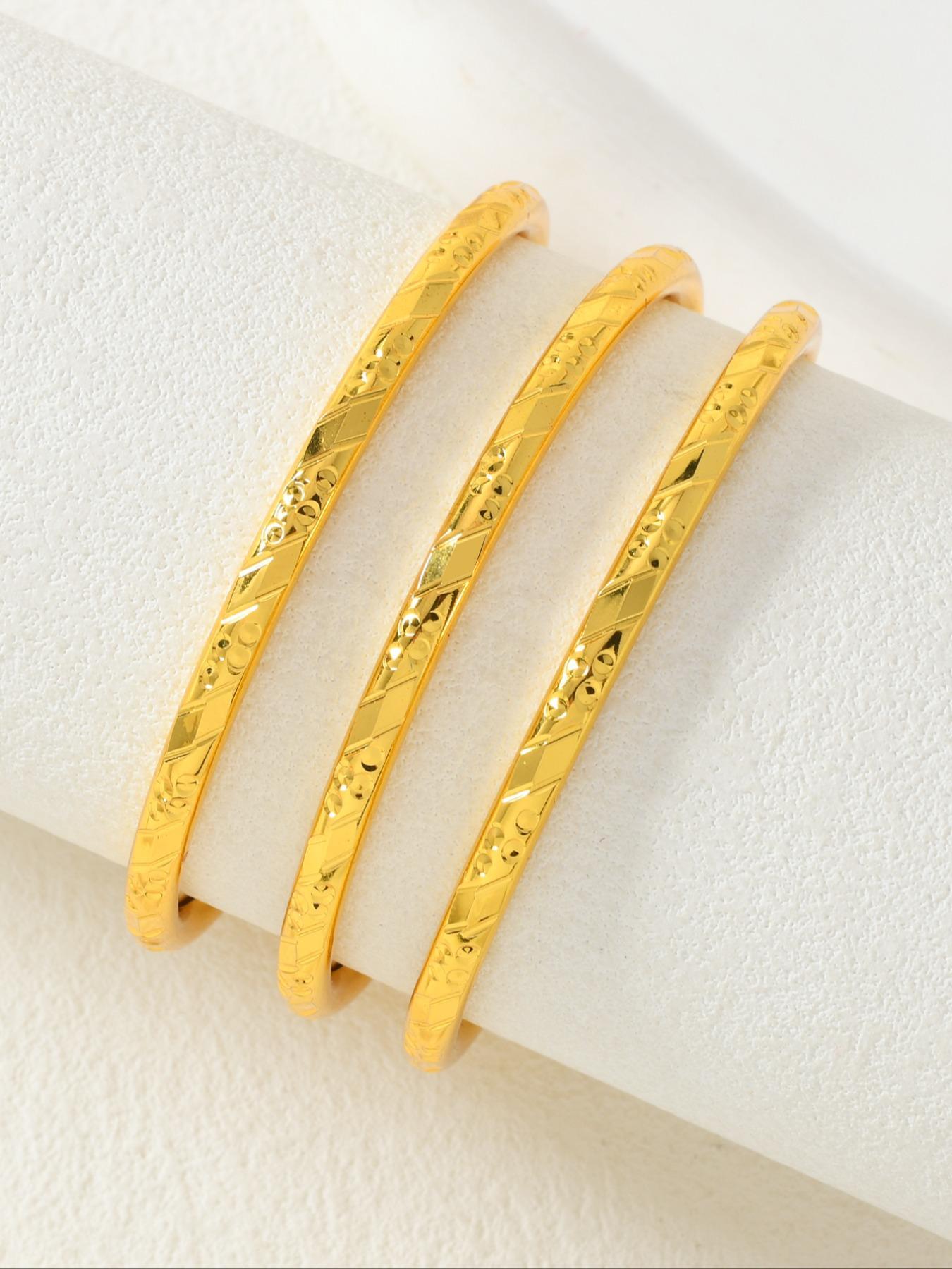 Vintage Luxury 24k Golden Plated Bracelets, Elegant Fashion Copper Bracelets for Daily & Wedding Occasions, All-season Collection from the Middle East