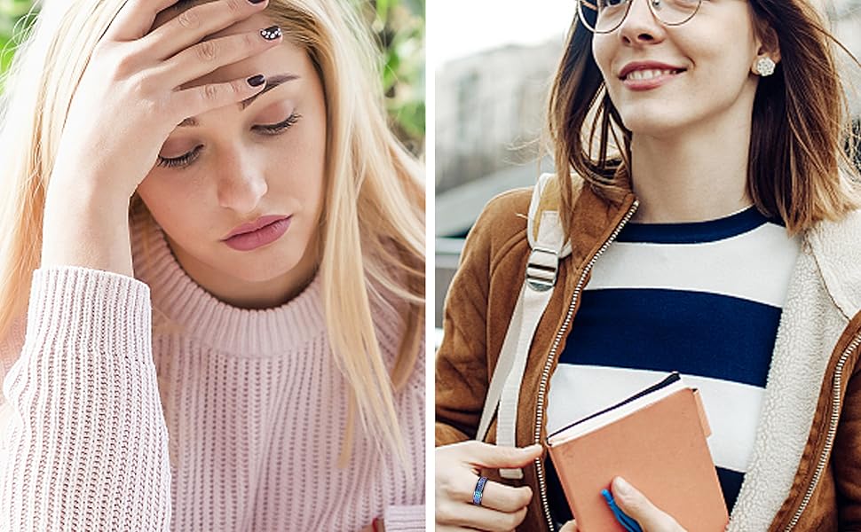 CASSIECA Fidget Rings for Anxiety Relieve for Men Women Stainless Steel Spinner Ring 6mm Silver Gold Plated Ring Thumb Ring Anxiety Fidget Relief Spinner Rings Size 5-9