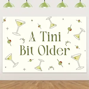 1Set A Tini Bit Older Backdrop Green Martini Bar Party Decorations Tini Bar Themed Bachelorette Party Background Weenies and Tinis Banner for Girls Birthday Party Bachelorette Party Photography Props 5x3ft