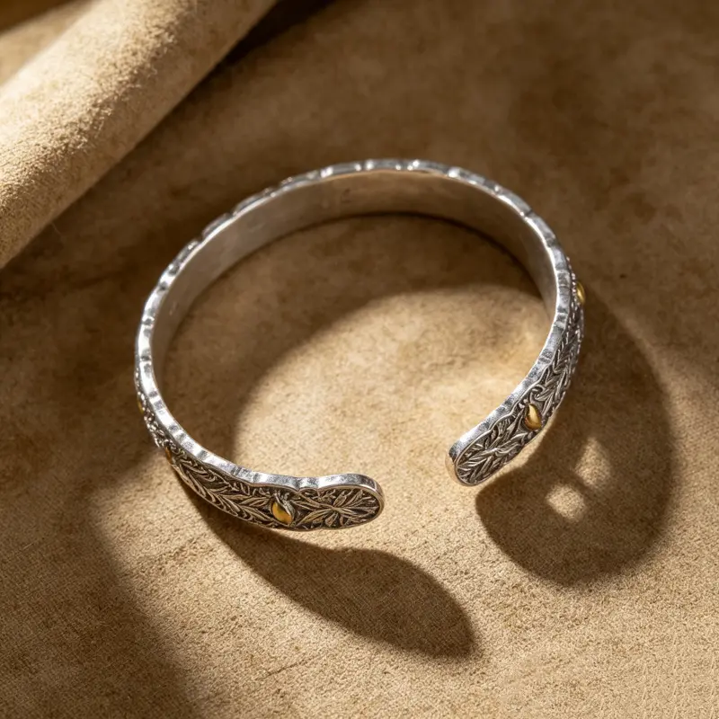 Popular Vintage Hand Chiseled Seven Rice Bead Bracelet For Women, Auspicious Meaning "One Grain Hides Blessing, Seven Grains Bring Perfection", Fashion All-Match Daily Gift Wrist Accessory Seven Rice Bracelet VintageBangle HandCarvedJewelry MeaningfulBr
