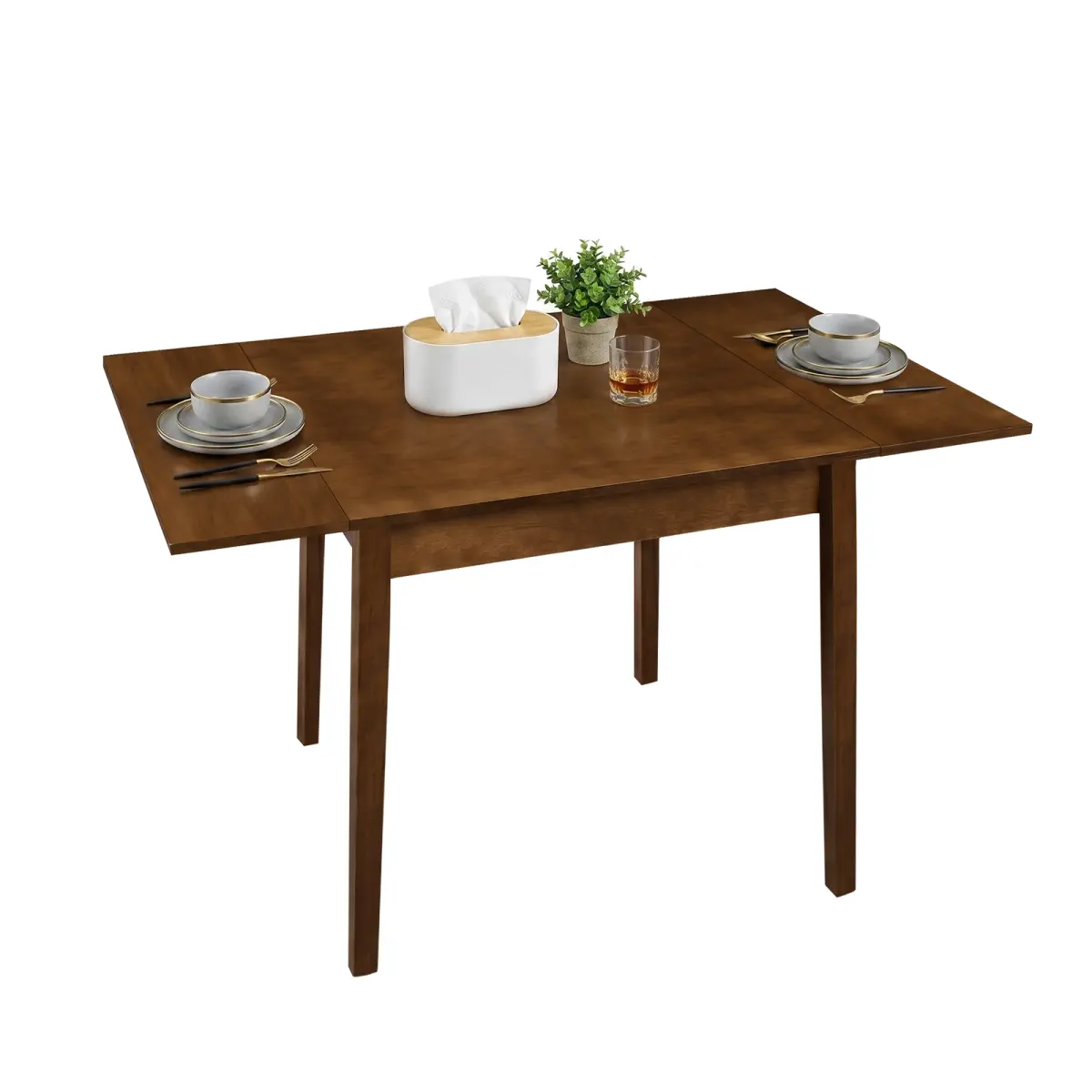 [Fahuac] 31-47 Inch Extendable Dining Table for 4, Foldable Drop Leaf Kitchen Table with Solid Wood Legs, Space-Saving Farmhouse Table for Small Spaces.