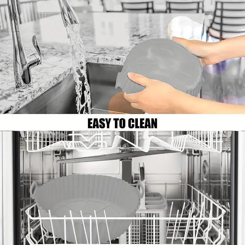 2-Piece Advanced Silicone Air Fryer Liners, Reusable Non-Stick Heat Resistant, Easy Food Placement, Alternative to One-Time Wax Paper Liners, Air Fryer Accessories