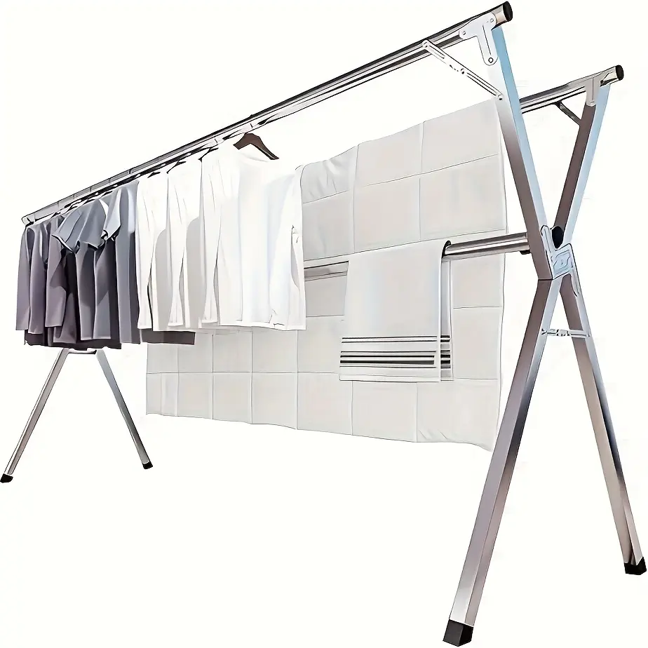 62.9 Inch Heavy-Duty Foldable Clothes Drying Rack, Space-Saving Compact Design, Portable Laundry Rack for Indoor Outdoor Use in Apartments, Balconies, Laundry Rooms & Home Organization