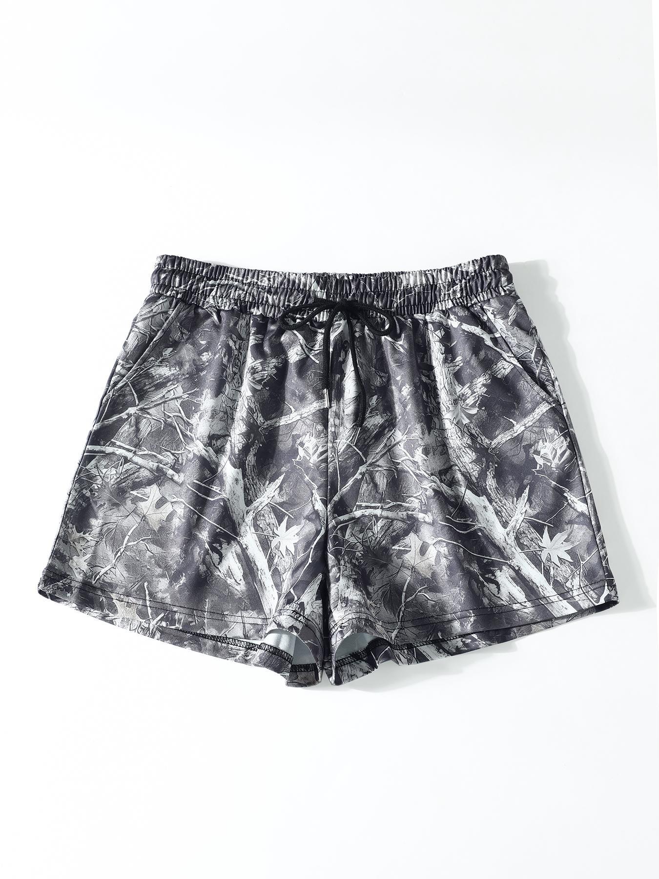 Women's Camo Print Shorts, Athletic Shorts, Casual Comfy Breathable Shorts for Daily Wear, Ladies Bottoms for Summer