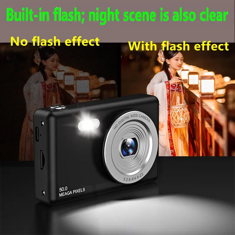 2.4 Inch Screen Digital Camera, Compact Camera, Digital Video Camera with SD Card, Anti-shake Camera with Music Player for Birthday Gift