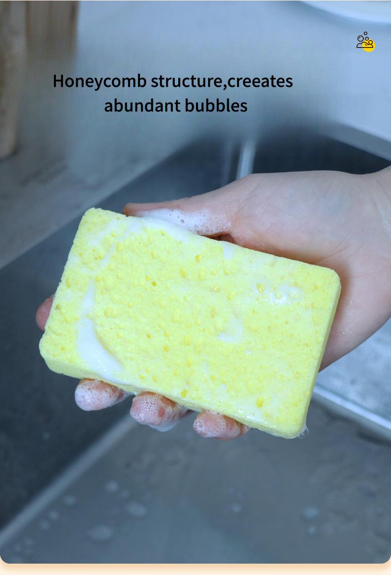Natural Wood Pulp Dish Sponge, Expands When Wet, Super Absorbent & Oil-Free, Easy to Rinse Kitchen Scrubber