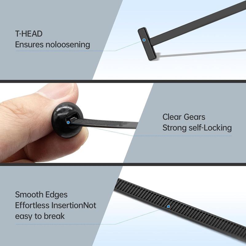 Nylon Zip Tie Wraps, Self-Locking Rivet Design, UV Resistant Cable Ties for Car Bumper & Mudguard Use, Pack of 50