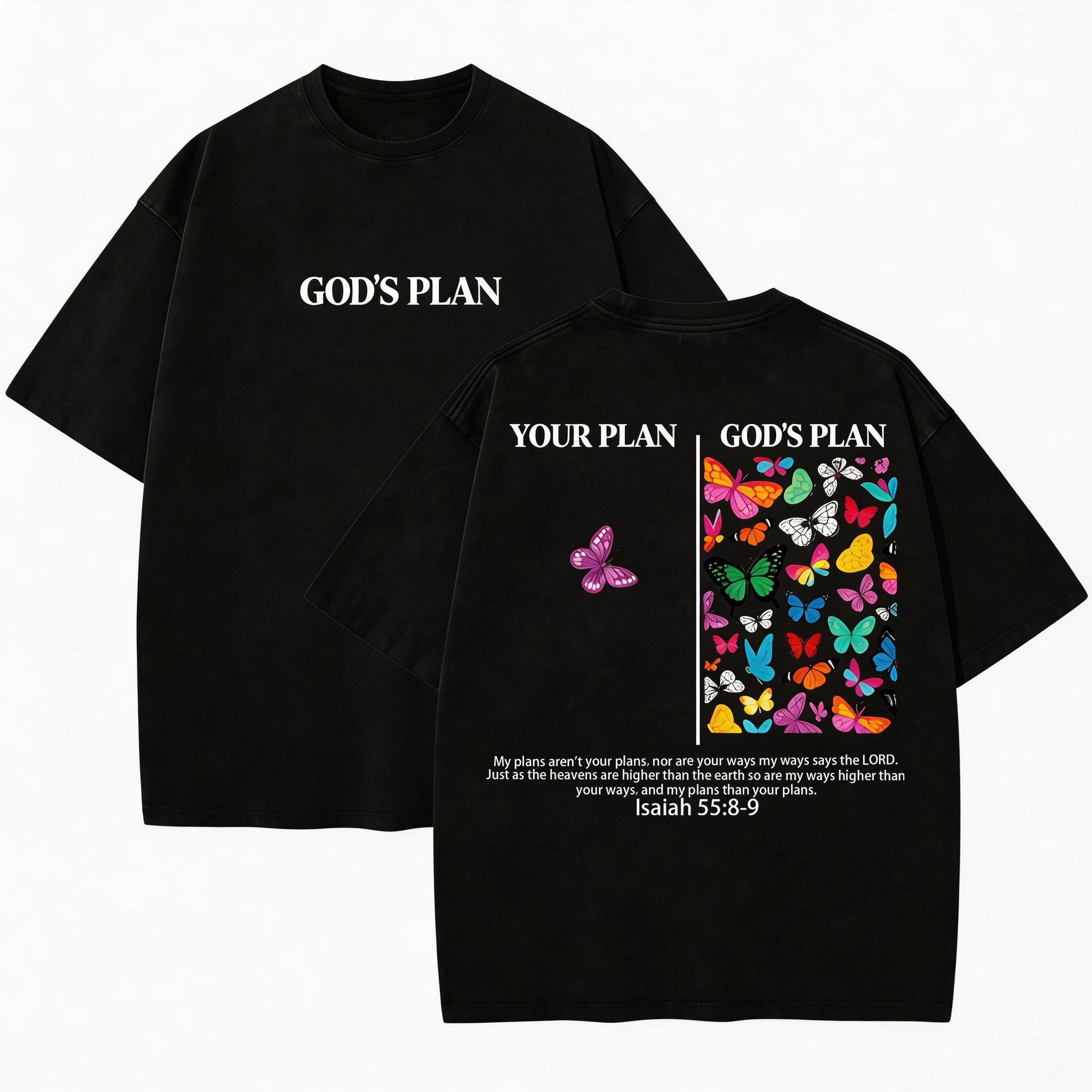 New Men’s Collection - "God’s Plan" Unisex Washed T‑ShirtChristian-inspired tee, retro ’90s graphic style, trendy everyday top, street-style summer essential, perfect gift for him or her