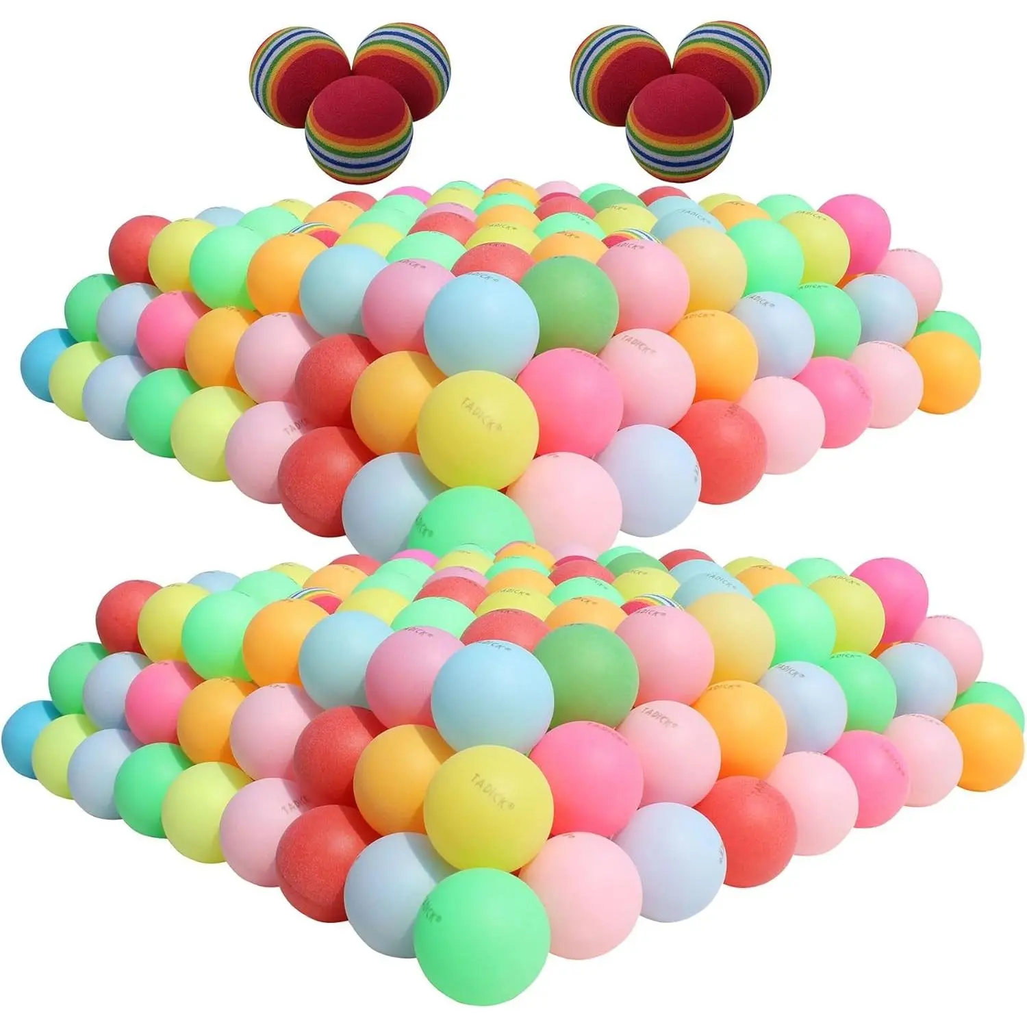 100 or 200 Pack Colored Multi-color Plastic Ping Pong Table Tennis Balls for DIY Crafts and Party Decoration