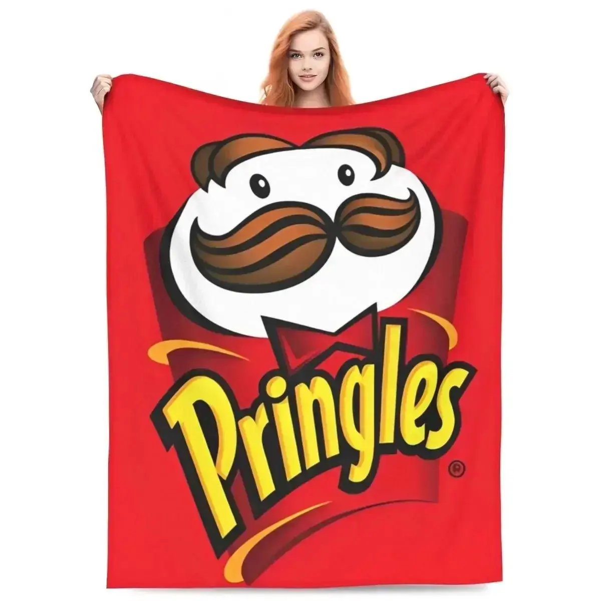Pringles Ultra-Fine Polyester Flannel Blanket - Funny Soft Wrinkle-Resistant Throw (40 x 30 inches) for Bedroom, Sofa, Snack Lovers, Father’s Day, Valentine’s Day Home Use