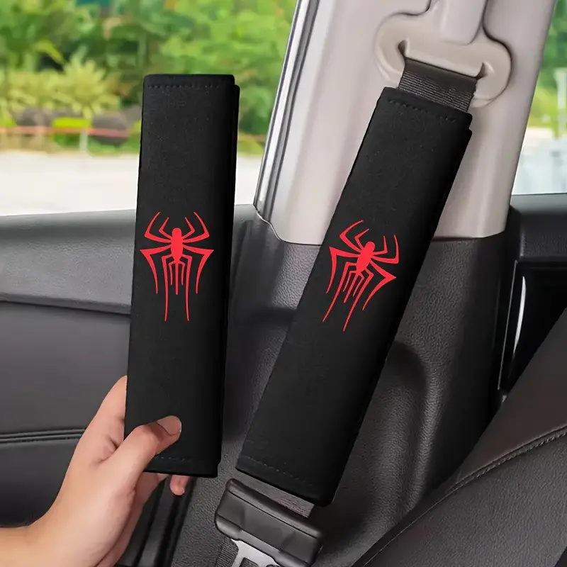 2 Pieces/set of Soft Car Seat Belt Protectors, Designed with Red Spider, Suitable for Easy Installation, Car Seat Belt Protectors, Vehicle Safety Accessories, Car Accessories Interior
